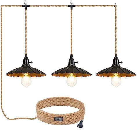 3-Light Plug in Pendant Light Fixtures Chandelier by ALAISLYC