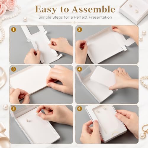 Crtiin 60 Pack Jewelry Gift Boxes Set with Clear Window, White - Image 3
