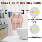 Wall Mounted Clothes Rack - 54" Industrial Pipe Clothing Garment Rack, Space-Saving Heavy Duty Detachable Black Iron Clothes Hanger Pole, Multi-Purpose Hanging Rod for Closet Storage, 4 Base - Image 4