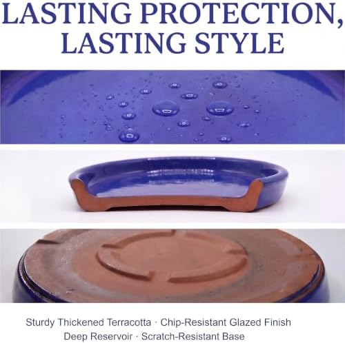Ceramic Plant Saucer, 11.4 inch, Falling Blue - Image 4
