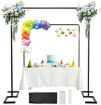 8.2FT x 8FT Square Backdrop Stand Heavy Duty Black Wedding Arch with Clamps by ParseBio
