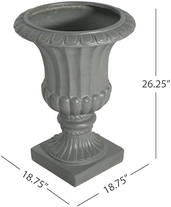 Outdoor Garden Urn Planter, 26 Inch, Gray - Image 6