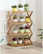 Plant Stand, Bamboo Flower Pot Display Rack Modern Flower Shelf Living Room Floor-standing Multi-layer Foldable Indoor Balcony Succulents Ladder Shelf ,A-50*25*57cm - Image 2