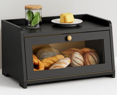 Small Bread Box for Kitchen Countertop, Cute Modern Breadbox Counter Top by Goozii