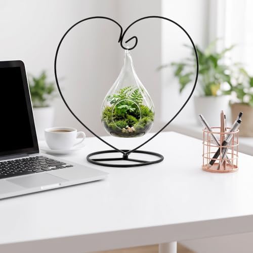 Zerodeko 5pcs Ornament Display Stand: Iron Hanging Rack Holder Heart Shape - Christmas Ornament Stand for Hanging Glass Globe Air Plant Terrarium Witch Ball Home Wedding Decor - Image 5