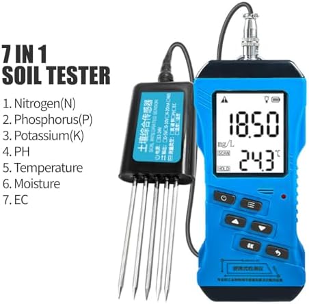 7 in 1 Soil Tester,Nitrogen,Phosphorus,Potassium Npk Tester,Ph,Moisture,Nutrient Conductivity,Ec for Farm,Golf,Orchard,Nursery,Garden - Image 3