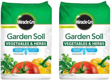Miracle-Gro 2 Pack Garden Soil with Moisture Control to Prevent Over Watering, In-Ground Vegetable and Herb Gardening, Feeds up to 3 Months, 1.5 Cu Ft by Unknown