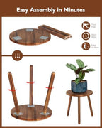 3-Pack Carbonized Wood Plant Stand Indoor, Round Flower Stand Set - Image 6