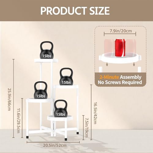 LASZOLA Plant Stand Indoor Outdoor Tall with Plastic Tray, 4 Tiers White - Image 3