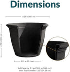 Sunnydaze Anjelica 15.25'' Large Plastic Planter Pot for Plants, Black, 2pk - Image 6