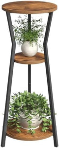 MAHANCRIS Plant Stand Indoor, 3 Tier Round Corner Plant Stand Indoor, Round Plant Holder Rack, 35" Tall Plant Shelf for Living Room, Balcony, Patio, Rustic Brown and Black PSHR0401 by MAHANCRIS