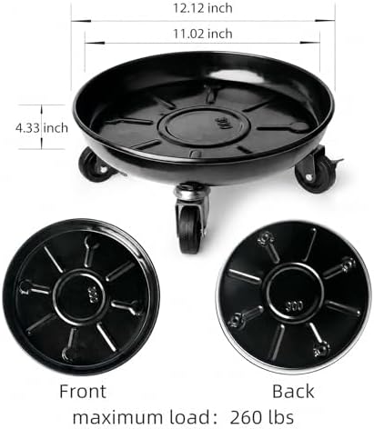 Choclaif Plant Caddy with Wheels,2 Pack Black Heavy Duty Plant Stand with Universal Wheels,Round Pot Trolley for Indoor (12) - Image 2