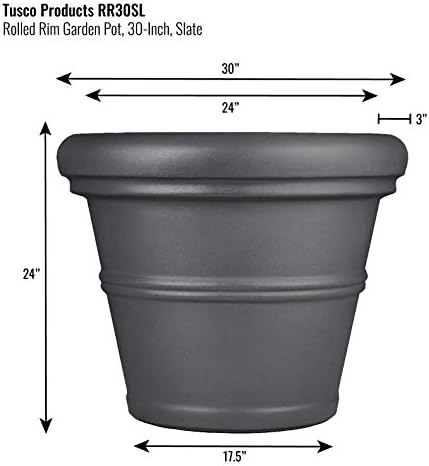 Tusco Products Rolled Rim Garden Planter, 30-inch, Slate - Image 2