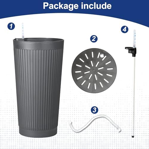 FENCY Self Watering Tall Planters Set of 2, Gray Round - Image 4