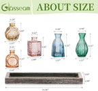 Glasseam Glass Bud Vases for Flower: 5 Pcs Small Vases with Wooden Tray - Image 3