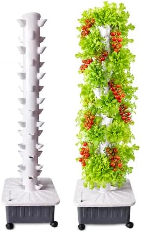 Vertical Hydroponic Grow Tower Aeroponic Tower for Herbs, Fruits and Vegetables 15 Layer 45 Plants Sites with Movable Water Tank Hydrating Pump, Timer, Adapter (45 Pots) by FOLLOWUS