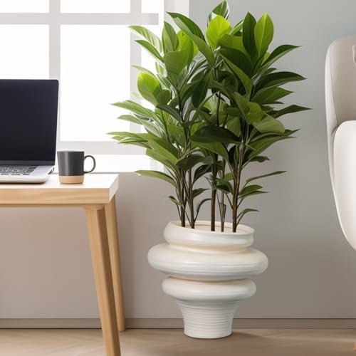 Ceramic Bonsai Planters 11 Inch - Pots for Plants Indoor Outdoor, Plant Pot with Drainage Hole, Decorative Flower Pot for Home Garden Patio Office, Gift for Men Women, White - Image 4