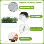 4 Pack Rectangular Planter 17 x 4.5 in Self Watering Planter Window Sill Planters Indoor Rectangle Planter Self Watering Pots Plastic Plant pots with Drainage Holes White Flower Pot Indoor - Image 5