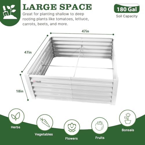 Anleolife 4x4x1.5ft Square Galvanized Raised Garden Bed, Antique White - Image 2