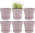 Yishang Large Terra Cotta Pots with Saucer- 6 Pack Large 6'' Terra Cotta Plant Pot with Drainage Hole, Flower Pot with Tray, Terracotta Pot for Indoor Outdoor Plant(Purplr) by Yishang