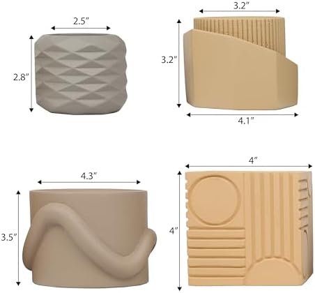 JONATHAN Y Romy Modern Minimalist Handmade Concrete Geometric Planter Set with Drainage Holes, Matte Earthy Neutral (Set of 4) (PLN1005A-4SET) - Image 3