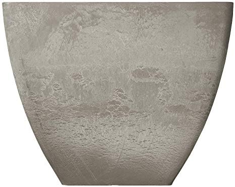 PSW Pot Collection 16x13 inch Plastic/Stone/Wood Composite Square Planter – No Drainage Hole (Drillable), Modern Indoor/Outer Pot for Flowers, Foliage, Succulents, Fairy Gardens, Cement Color - Image 2