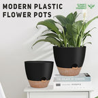 YNNICO 12" 10" 9" Large Self Watering Plant Pots, 3 Pack Flower Pots Planters with Multi Mesh Drainage Holes for Indoor Outdoor Garden Plants and Flowers (Black) - Image 3
