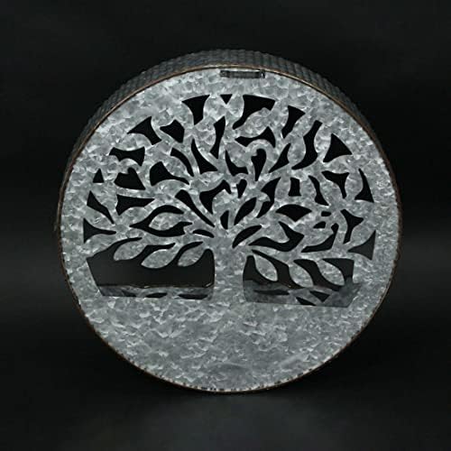Things2Die4 Galvanized Metal Tree of Life Wall Pocket Planter Rustic Decorative Plant Vase, Gray, 17.25 Inch - Image 3