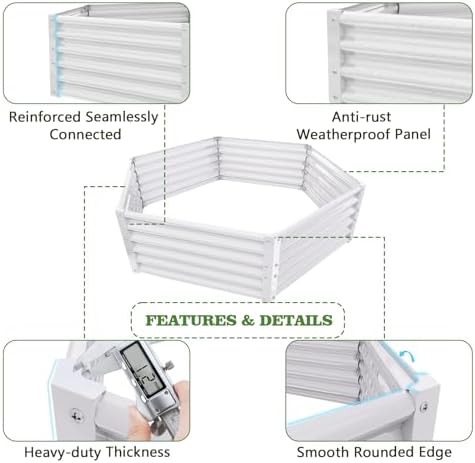 Anleolife 6-Bed 70x60x18in Hexagon Raised Garden Beds, Antique White - Image 3