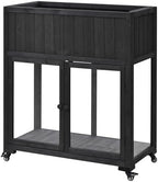 Patio Mini Wood Cold Frame, Compact 2 Doors Garden Greenhouse with Wheels, Raised Bed with Liner for Indoor Outdoor Use, Black 35.4''x17.7''x37.4'' - Image 7