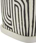 Deco 79 Ceramic Indoor Outdoor Planter Small Planter Pot with Overlapping Black Arches and Attached Saucer, Set of 3 Planters 7',6',5'H, White - Image 5