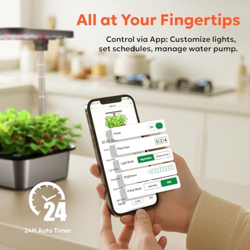 owltron Smart Hydroponics Growing System Kit,15 Pods Indoor Herb Garden with 36W LED Grow Light & APP Control, Planting Height Up to 30", Quiet Water Pump, Ideal Gift for All Ages - Image 6