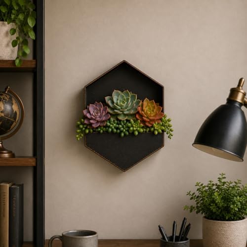 RAZ Imports Urban Collection Wall Planter Box Rustic Metal Hanging Hexagon Succulent Cactus Air Plant Decorative Indoor or Outdoor 9.5" - Image 6