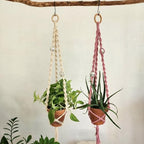 Handmade Macrame Disco Ball Plant Hanger, Retro Planter Holder for Home Décor, Boho Gift for Plant Moms, Cotton Plant Accessory that dazzles (Champagne Pink) - Image 2