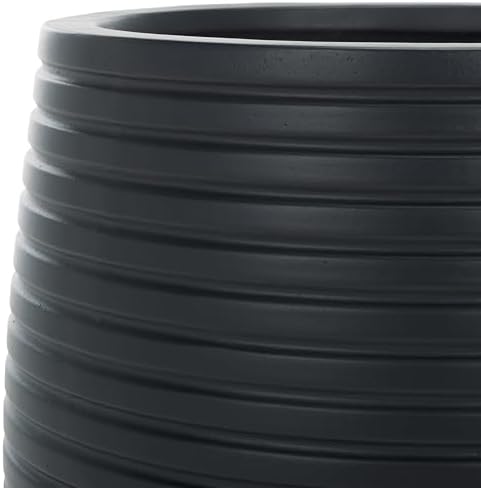 SAFAVIEH Outdoor - Jasper Black Cement Ficonstone Planter Pot Set of 2 with Drainage Hole, Frost Resistant Garden Planters for Patio, Deck, Indoor Outdoor Use (PAT1535A-SET2) - Image 7