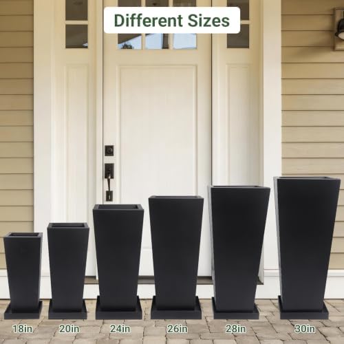 20" Metal Tall Outdoor Planters Set of 2, Durable & Wealtherproof - Image 5