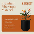 KUTE NEST 11.4" Premium Corso Fiberstone Outdoor Planter - Black - Image 6