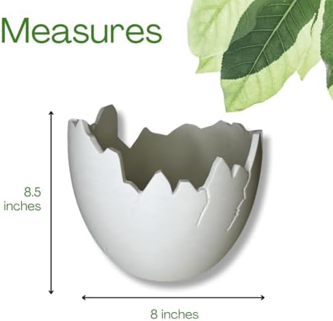 Chatelet Dinosaur Egg Shell Planter | Paintable Cracked Egg Plant Pot for Indoor & Outdoor Use | Succulent, Flower, Herb & Vegetable Planter | Decorative Garden Pot | Made in USA (Large White) - Image 5