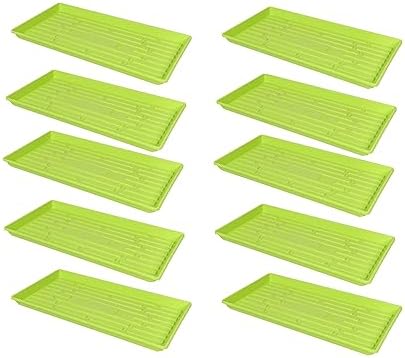 SUNPACK 10" x 20" Heavy Duty Shallow Plastic Seed Starting Tray, Lime Green, 1" (Pack of 10) - No Drainage Holes, Perfect for Greenhouses or Indoor Gardening by SUNPACK