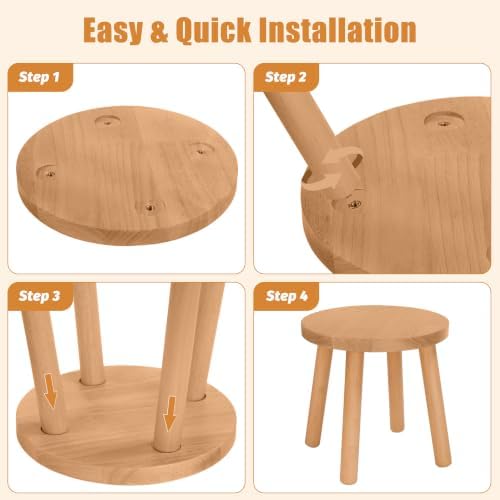 Solid Wooden Stool, Plant Stand,Step Stool,Small Round Stool,Walnut,11.8" H - Image 4