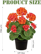 Briful Fall Geranium Artificial Flowers Realistic Potted Plant, Orange - Image 3