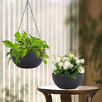 Meowell 12 inch Large Hanging Planters for Indoor Outdoor Plants, 2 Pack Hanging Flower Pots with Drainage Holes and Chain for Garden Porch, Plastic Hanging Baskets for House Plants, Black - Image 7