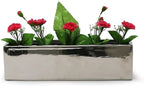 WGVI Long Rectangle Ceramic Planter Vase in Silver 14" x 4" x 4"H, Rectangular Box Block Terrarium Pot, Flower Arrangement, Tabletop Centerpiece, Home Decor Organization Storage Container, 1 Pc. - Image 4