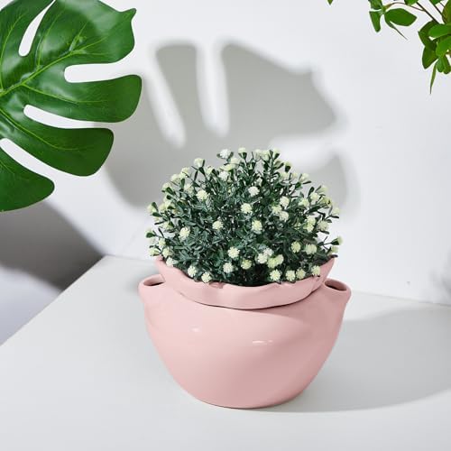 6.3 Inch African Violet Pots, Pink Self Watering Pot for Indoor Plants, Ceramic Easy Plant Self Watering Pot for Thriving Plant Flower Maintenance - Image 6
