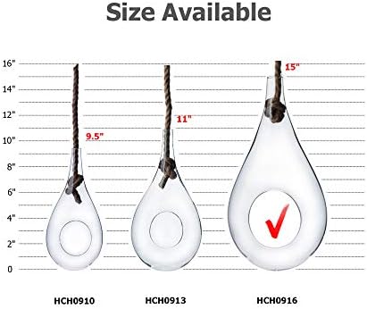 WGV Hanging Planter Terrarium, Width 7.5", Height 15", DIY Clear Glass Succulents Air Teardrop Floral Container (Including Rope), Candle Holder Vase for Outdoor Indoor Decor, 1 Piece - Image 3
