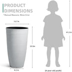 2-Pack 23.5" White Plastic Tall Tapered Planters with Ribbed Texture - Image 4