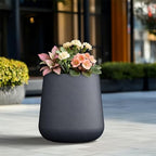 Kante 17.3-Inch Dia Modern Round Concrete Planter with Drainage Hole & Rubber Plug, Conical Frustum Style Plant Pot for Home, Garden, Patio, Charcoal - Image 4