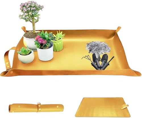 NICENEEDED Plant Repotting Mat, Waterproof Leather Plant Transplanting Mats, Indoor Succulent Potting Mat for Change Soil and Watering, Portable Gardening Mats for Transplant (30" X 18") - Image 5