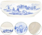 GANAZONO Faux Grass Decor Blue and White Porcelain Plant Pots Oriental Chinese Ceramic Flower Pots Decorative Calligraphy Ink Dish Succulents Pot for Indoor and Outdoor Plants Decor - Image 2