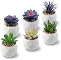 MyGift Blue & Green Artificial Succulent Plants, Ceramic Pots, Set of 6 by MyGiftHome